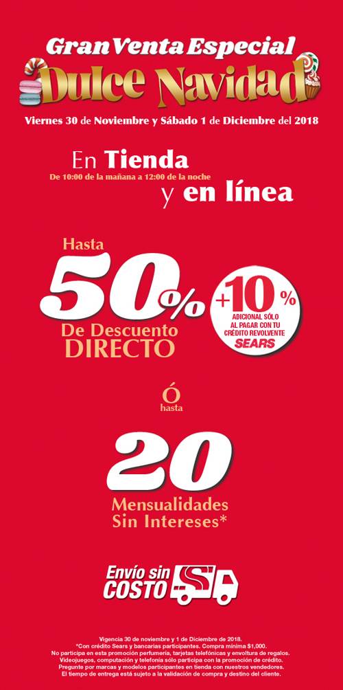 Sears Volante de Ofertas 30 Nov al 1 Dic 2018 Ofertas Sears 30 Nov al 1 Dic 2018 - Navidad
