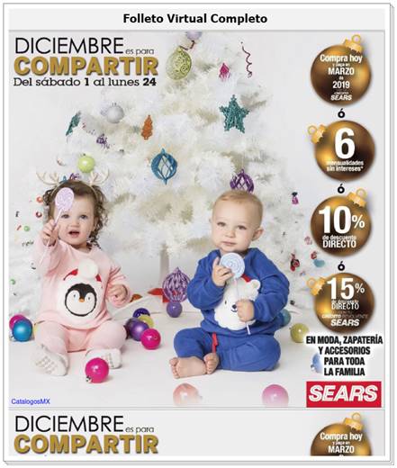 Folleto Sears Descuentos para Navidad 2018