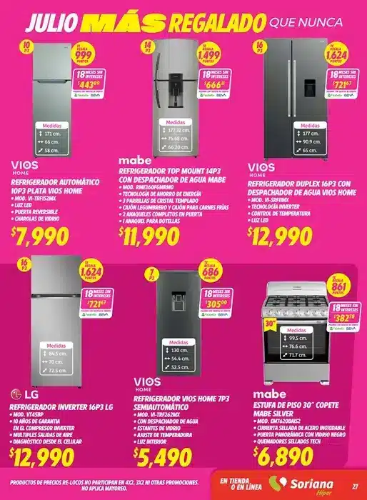 Refrigeradores LG VIOS Mabe Soriana 20 26 junio 2025 Refrigeradores LG VIOS Mabe Soriana 20-26 junio 2025