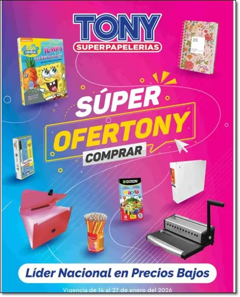 Lista de Precios de Papelería Tony Catalogo enero 2026